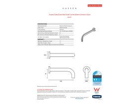 Specification Sheet - Sussex Scala 25mm Wall Outlet Curved 200mm Chrome (3 Star)