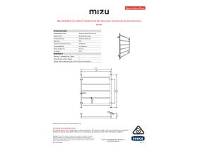 Specification Sheet - Mizu Drift MK2 750 x 800mm Heated Towel Rail Only (Less Transformer) Brushed Gunmetal