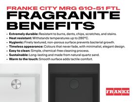 Franke City Fragranite Single Bowl 510mm Inset Sink with Tap Ledge Benefits