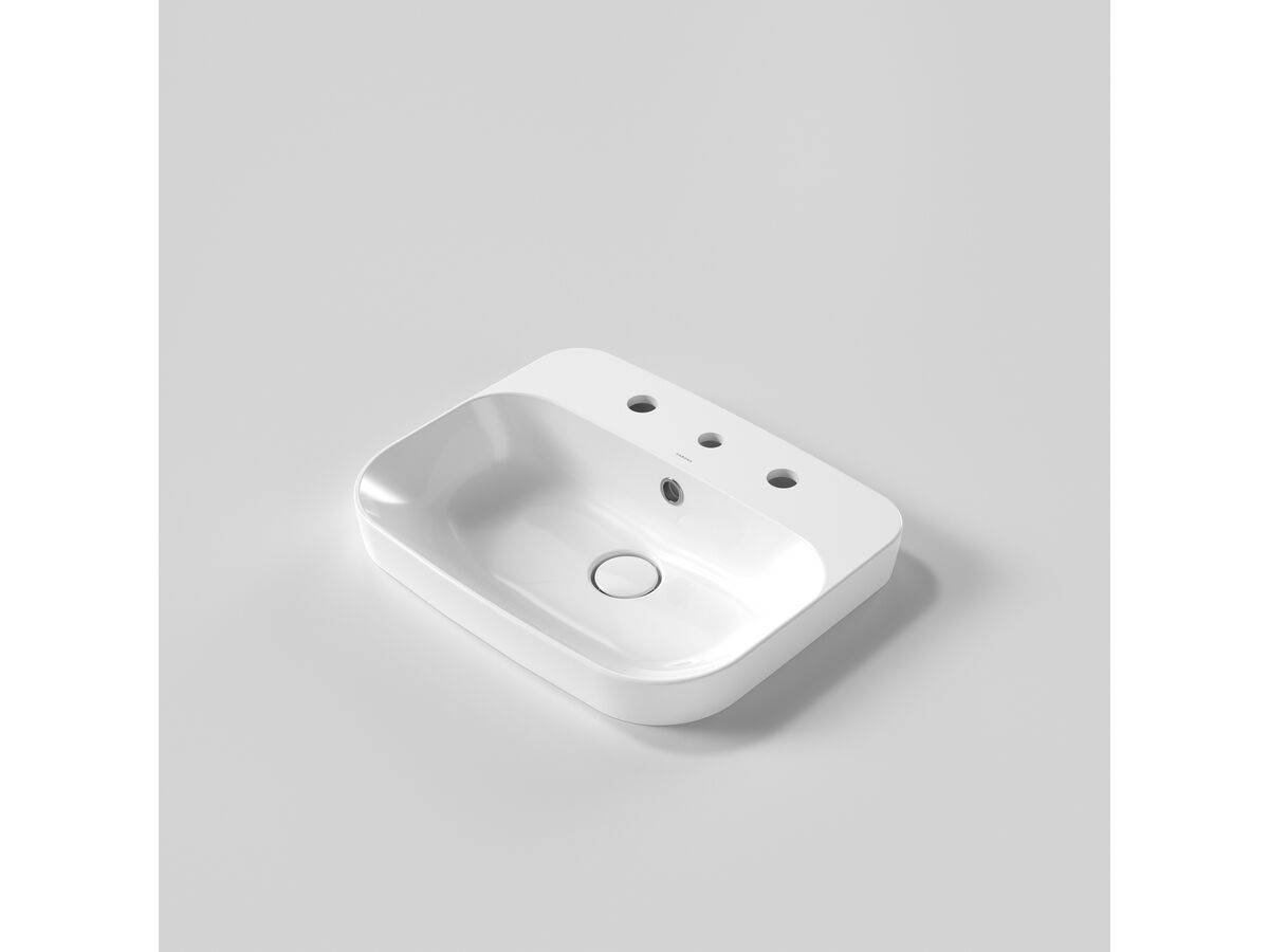 In Situ - Caroma Forma II 500mm Inset Tap Landing Three Tapholes with Overflow Gloss White