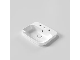 In Situ - Caroma Forma II 500mm Inset Tap Landing Three Tapholes with Overflow Gloss White