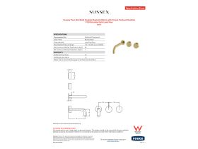 Specification Sheet - Sussex Pure Wall Bath Hostess System 200mm with Cirque Textured Handles PVD Brushed Gold Lead Free