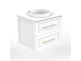 Supporting Image - Kado Lux All Drawer 600mm Wall Hung Vanity Centre Basin 20mm - White - Angle