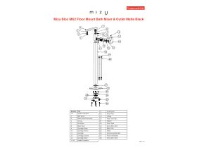 Component Listing - Mizu Bloc MK2 Floor Mount Bath Mixer Tap & Outlet Matte Black