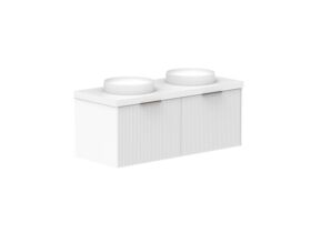 Supporting Image - Kado Neue Fluted Square 1200mm Wall Hung Vanity with Double Basin 50mm Top Ultra White