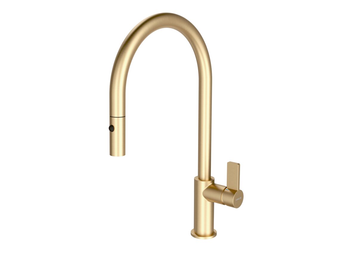 Supporting Image - Nobili Flag Gooseneck Pull Out Sink Mixer Tap Brushed Brass (4 Star)