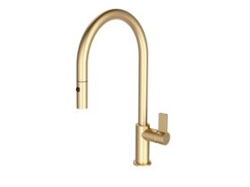Supporting Image - Nobili Flag Gooseneck Pull Out Sink Mixer Tap Brushed Brass (4 Star)
