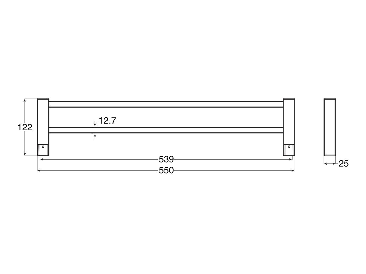 Mizu Bloc MK2 Double Towel Rail 550mm Chrome