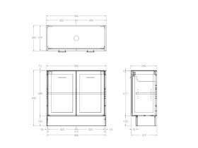 Technical Drawing - Kado Lux Ensuite All Door 900mm Floor Mount Centre Basin 12mm Durasein Top