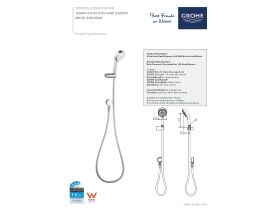 Technical Guide - GROHE Tempesta Cosmopolitan 100mm Hand Shower with Elbow 4 Function White (Not Star Rated)