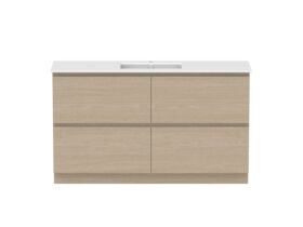 Hero - Posh Domaine All-Drawer Twin 1500mm Floor Mounted Vanity Unit Single Bowl Matte White Ceramic Top Centre Basin