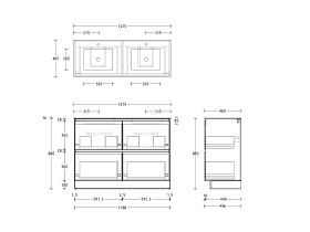 Posh Domaine & Domaine Plus All-Drawer Twin 1200mm Floor Mounted Vanity Unit Double Bowl Ceramic Top