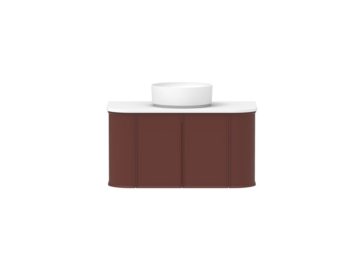 Hero - Kado Era Double Curve All Door 900mm Wall Hung Vanity with Centre Basin 20mm Top Red Marble