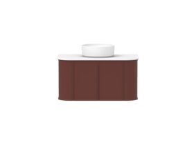 Hero - Kado Era Double Curve All Door 900mm Wall Hung Vanity with Centre Basin 20mm Top Red Marble