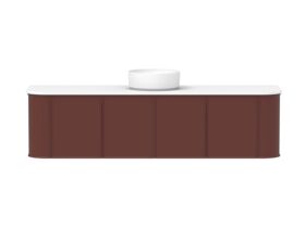 Supporting Image - Kado Era Double Curve All Door 1800mm Wall Hung Vanity with Centre Basin 20mm Top Red Marble