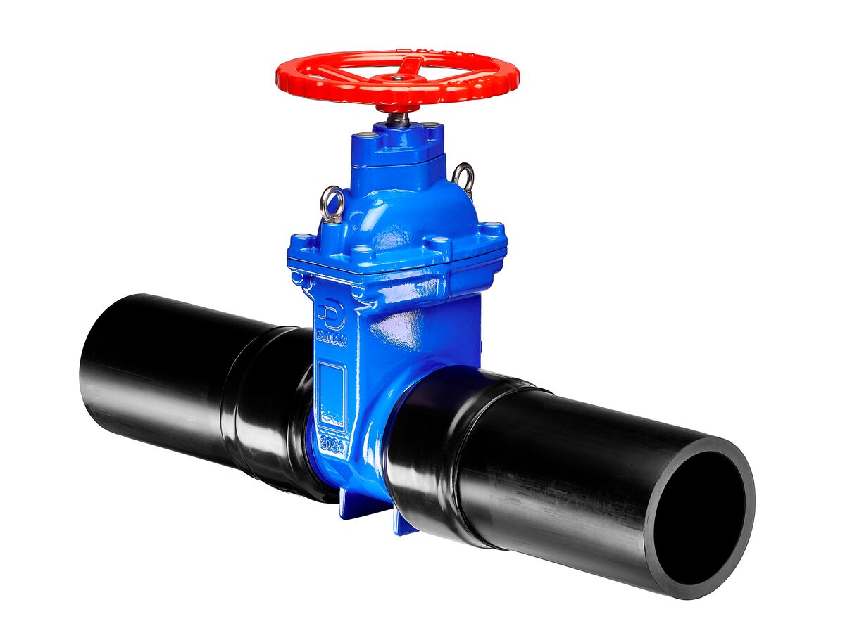 Dimax Resilient Seated Gate Valve with Handwheel PN16 180mm SDR11 HDPE PE Tail 150mm Clockwise Close
