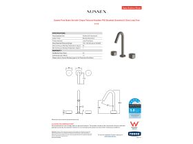 Specification Sheet - Sussex Pure Basin Set with Cirque Textured Handles PVD Brushed Gunmetal (5 Star) Lead Free