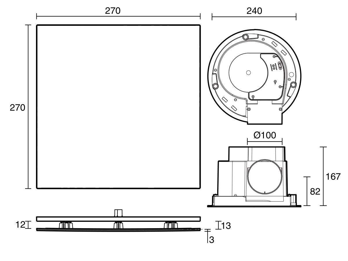 Kado Lux HiFlow 200 Exhaust Fan Square