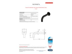 Specification Sheet - Sussex Pure Wall Basin Outlet 160mm PVD Matte Black (3 Star)