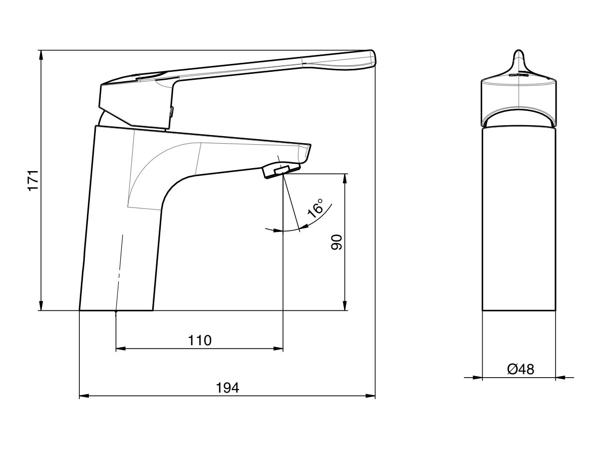 Roca Atlas Basin Mixer with Extended Lever Chrome (5 Star)