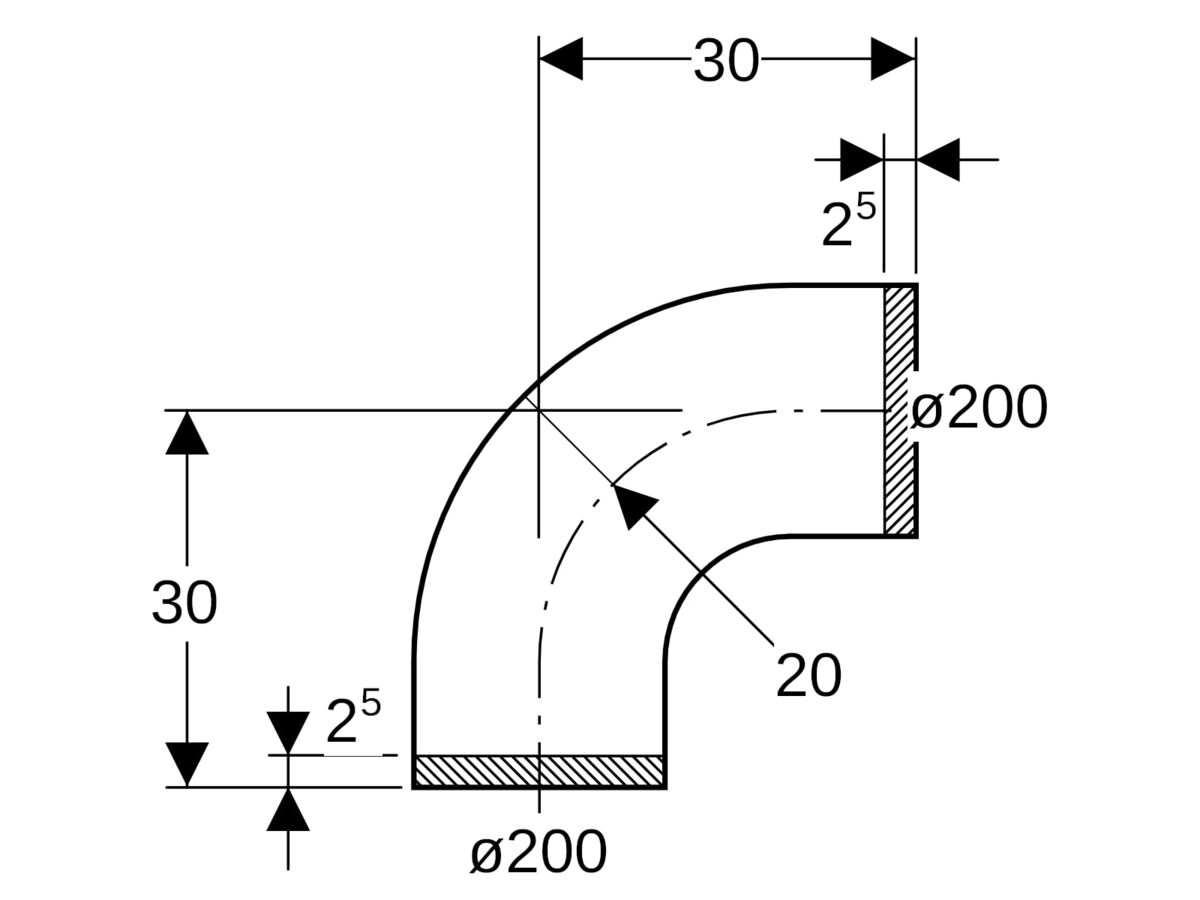 Geberit Long Radius Bend 200mm x 90 Degree