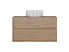 Supporting Image - Kado Aspect 900mm Wall Hung Vanity Unit Timber Top - Boston Oak