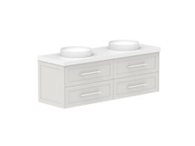 Supporting Image - Kado Lux 1500mm All Drawer Wall Hung Vanity Unit 4 Drawers Double Bowl Vanity 50mm Top
