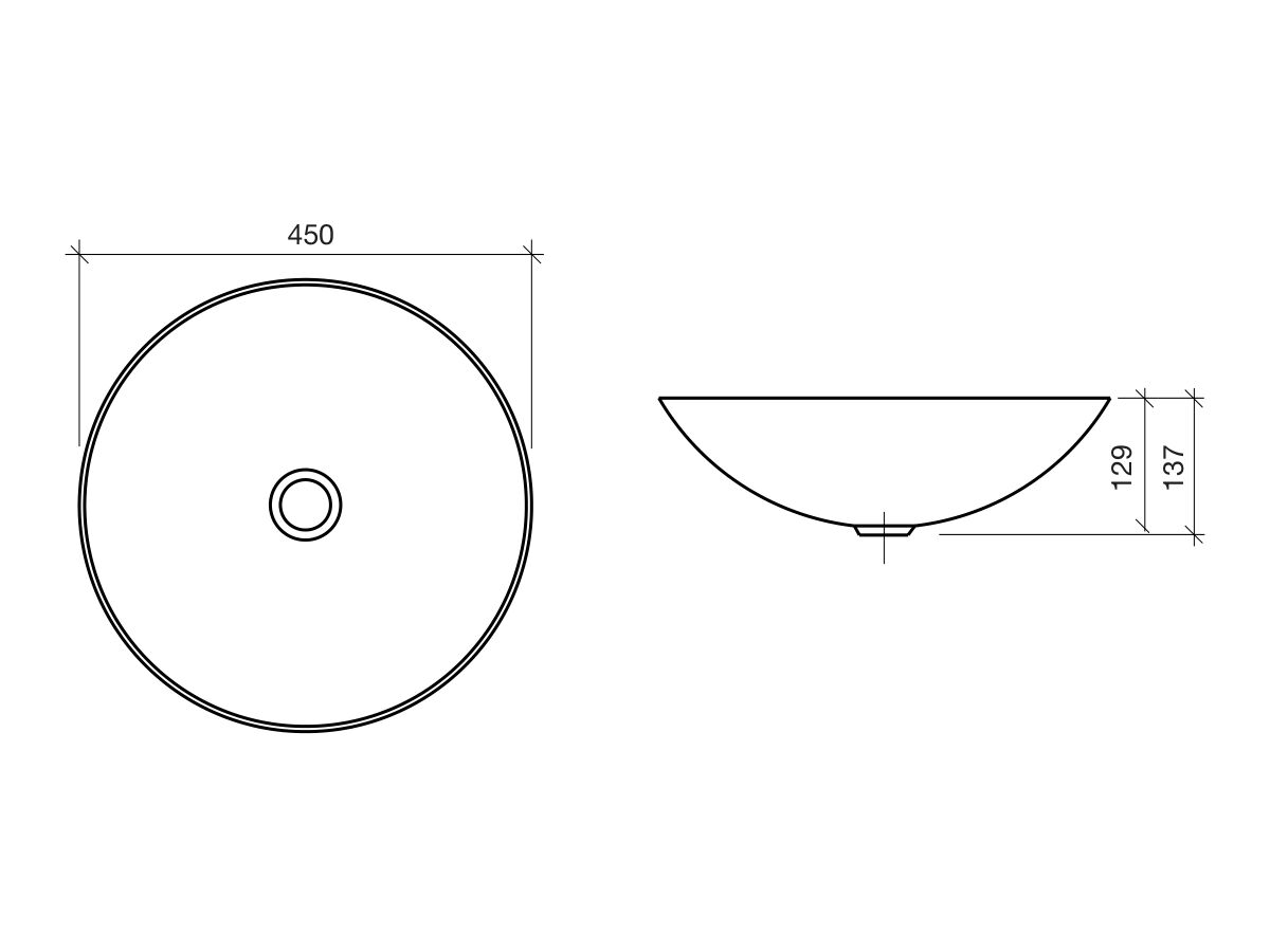 Alape Circa Above Counter Basin 450mm White