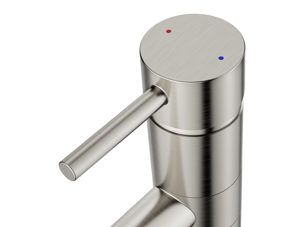 Supporting Image - Posh Bristol Pin Swivel Basin Mixer Tap Brushed Nickel (5 Star) Lead Free - Handle