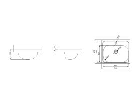 Wolfen Wall Hand Basin 500 x 420mm Centre 1 Taphole Stainless Steel