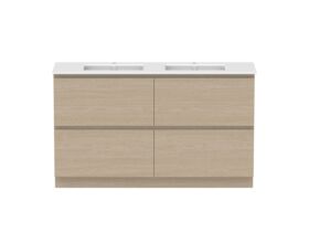 Hero - Posh Domaine All-Drawer Twin 1500mm Floor Mounted Vanity Unit Double Bowl Matte White Ceramic Top