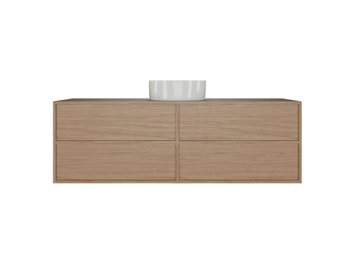 Supporting Image - Kado Aspect 1500mm Wall Hung Vanity Unit Single Bowl Timber Top - Boston Oak