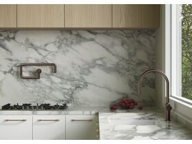 In Situ - Faucet Strommen Vara Disc Gooseneck Sink Mixer Tap (4 Star) and Wall Pot Filler Tap Armada Bronze in Kitchen
