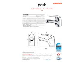 Specification Sheet - Posh Bristol MK2 Basin Mixer Chrome (4 Star) Lead Free