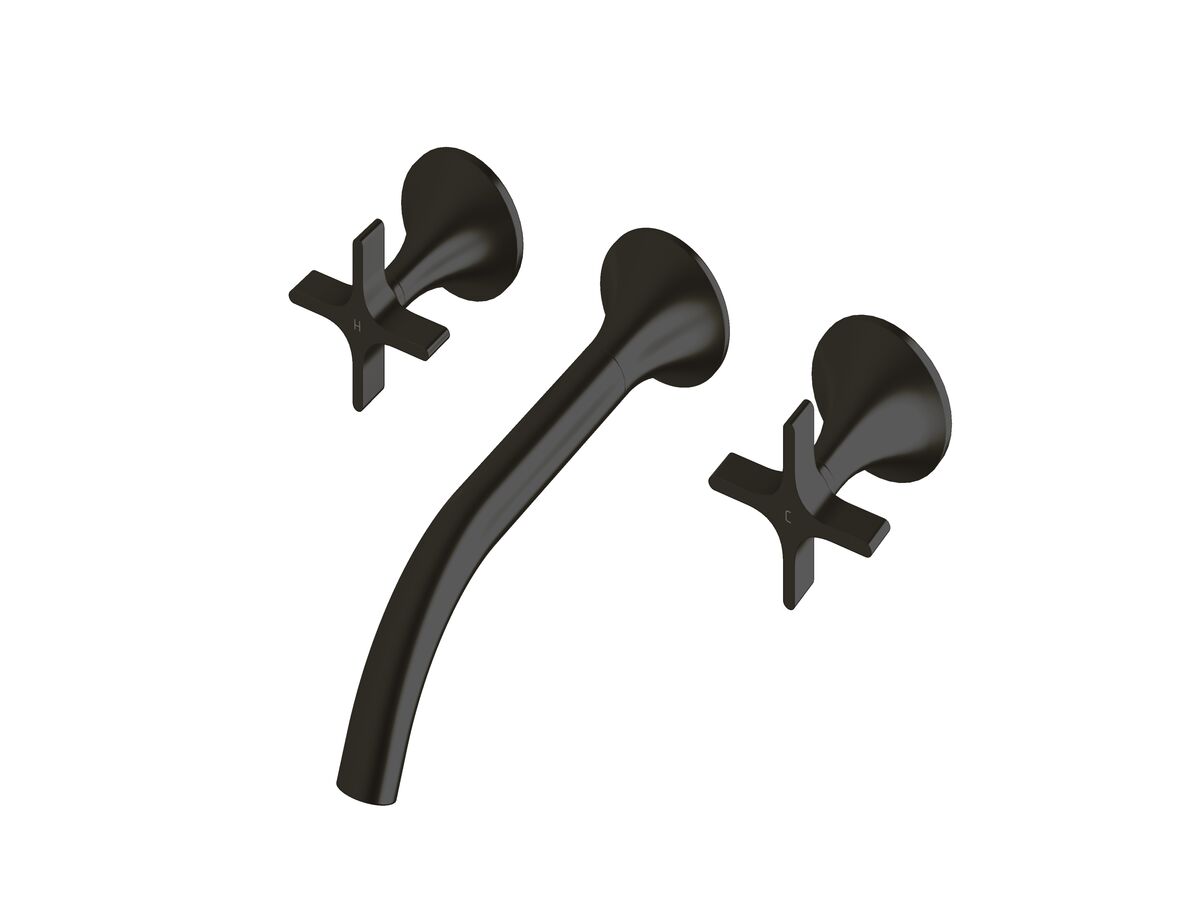 Sussex Oria Cross Wall Bath Set 215mm PVD Matte Black
