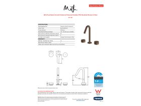 Specification Sheet - Milli Pure Basin Set with Diamond Textured Handles PVD Brushed Bronze (5 Star)
