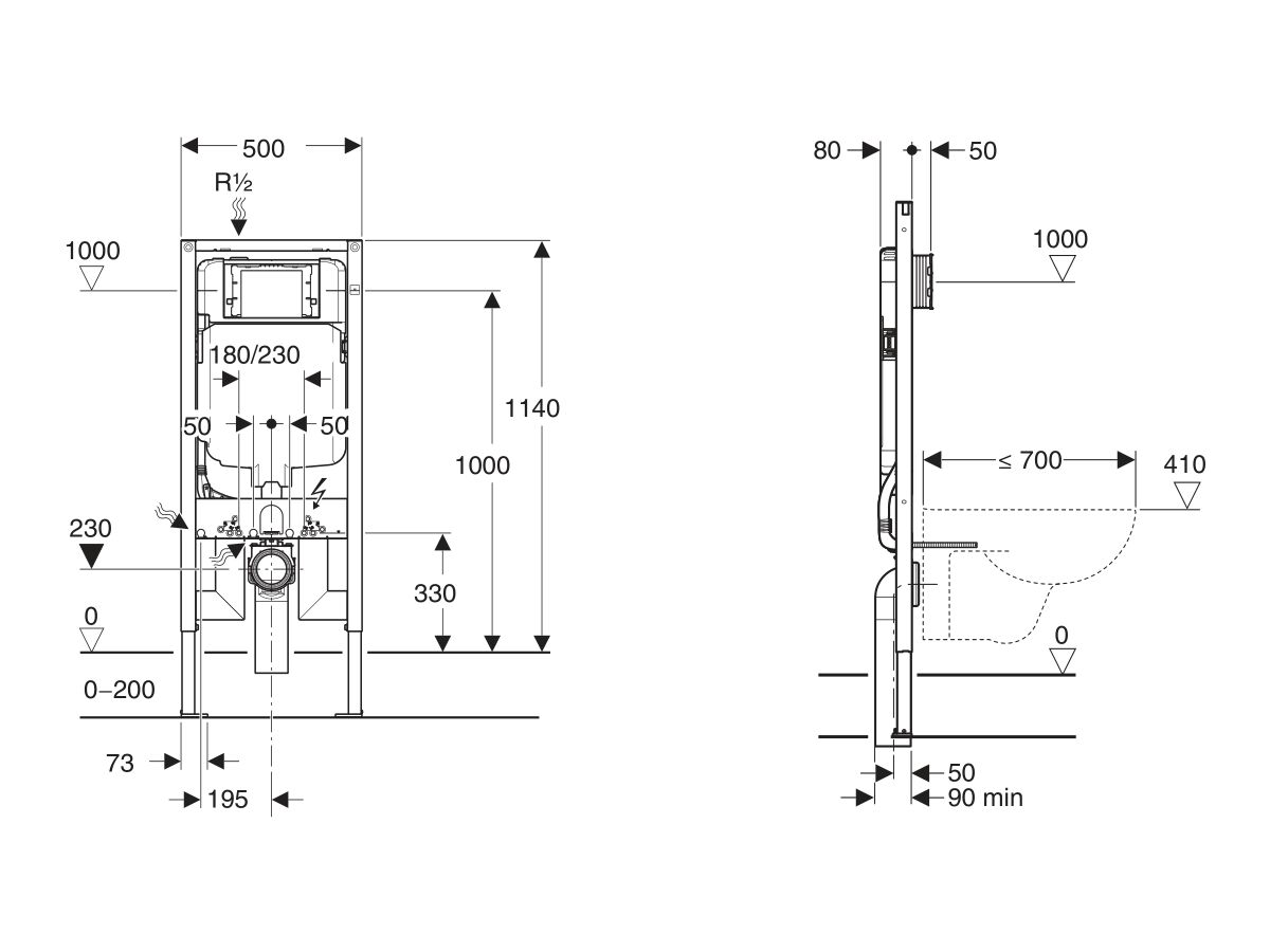 Geberit Sigma 8 Cistern with Frame - Wall Hung (4 Star)