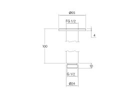 Technical Drawing - Faucet Strommen Vara Ceiling Shower Arm 100mm