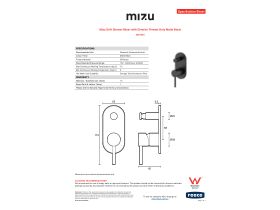 Specification Sheet - Mizu Drift Shower Mixer with Diverter Trimset Only Matte Black