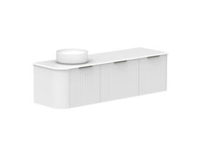 Supporting Image 2- Kado Neue Fluted Single Curve All Drawer 1650mm Wall Hung Vanity with Left Hand Basin 20mm Top Ultra White