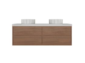 Supporting Image - Kado Aspect Wall Hung Vanity Unit 1500mm Double Bowl 4 Drawer Corian 50mm Top - Florentine Walnut