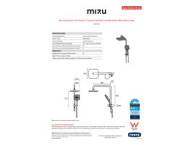 Specification Sheet - Mizu Soothe Short Twin Shower 3 Function with Water Inlet Wall Bracket Matte Black (5 Star)