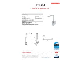 Specification Sheet - Mizu Bloc MK2 Sink Mixer Tap Chrome (4 Star)