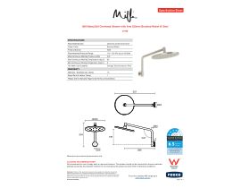 Specification Sheet - Milli Marq Edit Overhead Shower with Arm 250mm Brushed Nickel (4 Star)