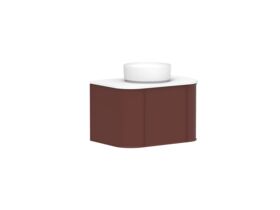 Supporting Image 2 - Kado Era Double Curve All Drawer 750mm Wall Hung Vanity with Centre Basin 20mm Top Red Marble