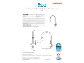 Specification Sheet - Roca Ona Gooseneck Pull Out Sink Mixer Tap 2 Function Chrome (5 Star) Lead Free