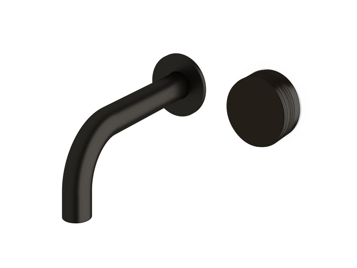 Sussex Pure Progressive Wall Basin Mixer Tap System 160mm with Cirque Textured Handle PVD Matte Black (3 Star)
