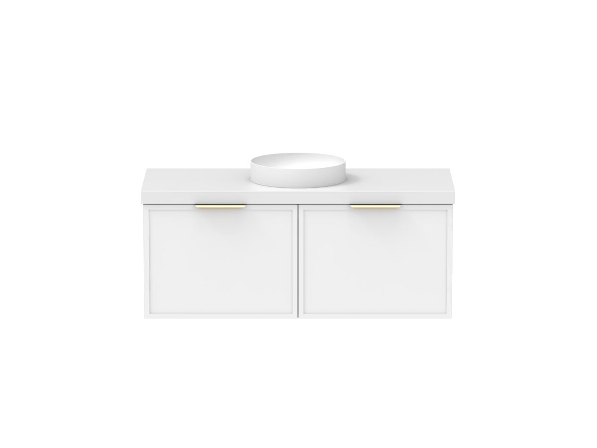 Supporting Image - Kado Lux Slim All Drawer 1200mm Wall Hung Vanity with Centre Basin 50mm Top Matte White