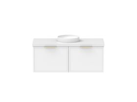 Supporting Image - Kado Lux Slim All Drawer 1200mm Wall Hung Vanity with Centre Basin 50mm Top Matte White