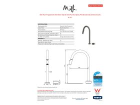 Specification Sheet - Milli Pure Progressive Sink Mixer Tap Set with Pull Out Spray PVD Brushed Gunmetal (4 Star)